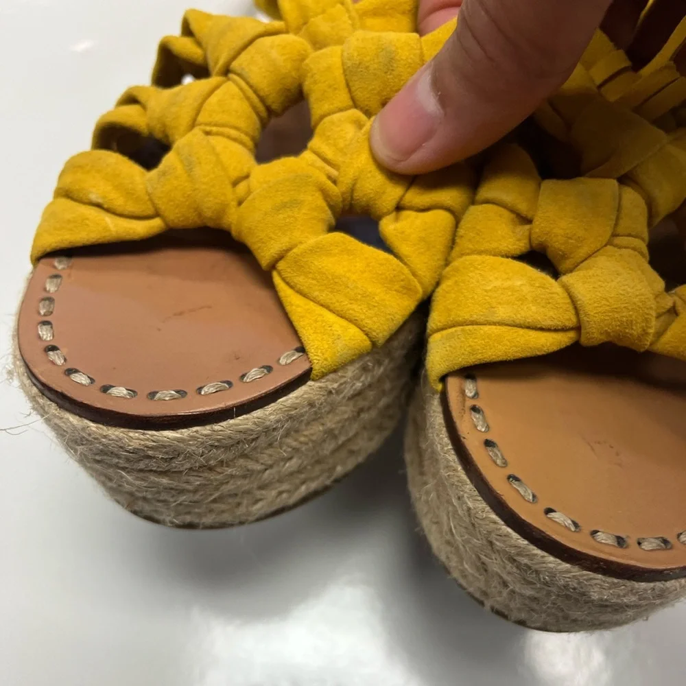 Sigerson Morrison‎ Mustard Yellow Suede Espadrille Platform Wedges Sz. 7